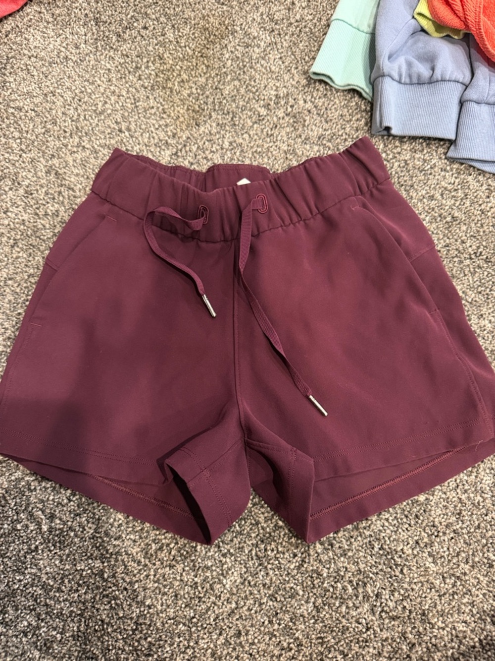 lululemon athletica Maroon Elastic Drawstring Athletic Shorts
